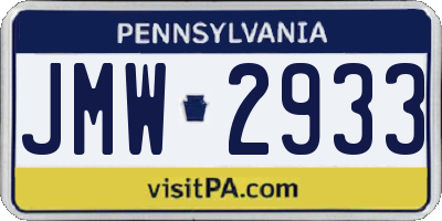 PA license plate JMW2933