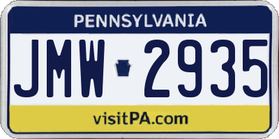 PA license plate JMW2935