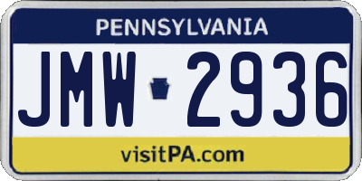 PA license plate JMW2936