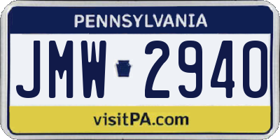 PA license plate JMW2940