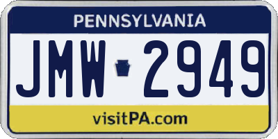 PA license plate JMW2949