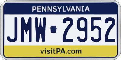 PA license plate JMW2952