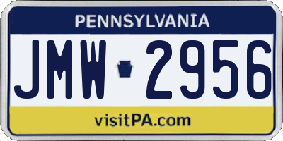 PA license plate JMW2956