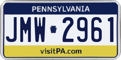 PA license plate JMW2961