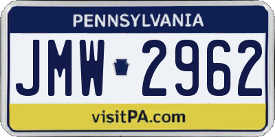 PA license plate JMW2962