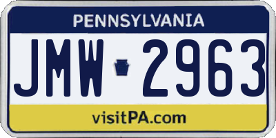 PA license plate JMW2963