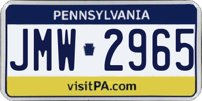 PA license plate JMW2965