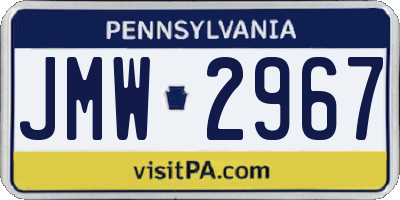 PA license plate JMW2967