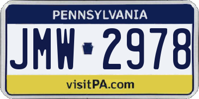 PA license plate JMW2978
