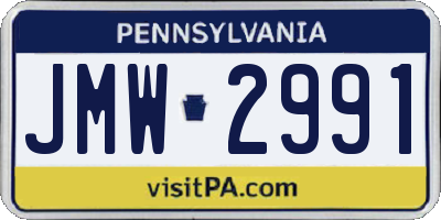 PA license plate JMW2991