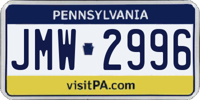 PA license plate JMW2996