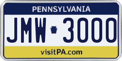 PA license plate JMW3000