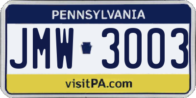 PA license plate JMW3003
