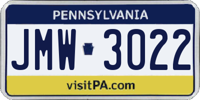 PA license plate JMW3022