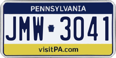 PA license plate JMW3041