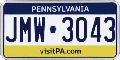 PA license plate JMW3043