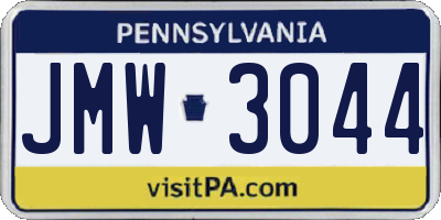 PA license plate JMW3044