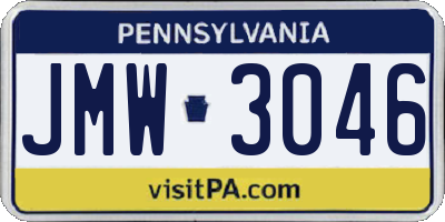 PA license plate JMW3046