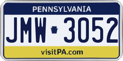 PA license plate JMW3052