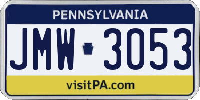 PA license plate JMW3053