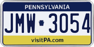 PA license plate JMW3054
