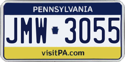 PA license plate JMW3055