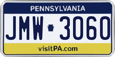 PA license plate JMW3060