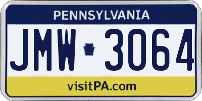 PA license plate JMW3064