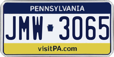 PA license plate JMW3065