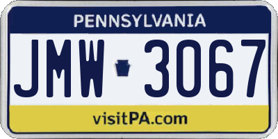 PA license plate JMW3067