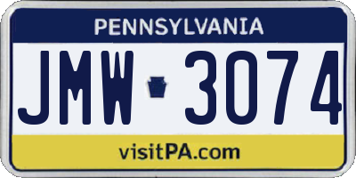 PA license plate JMW3074