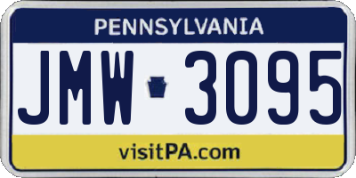 PA license plate JMW3095