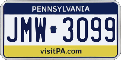 PA license plate JMW3099