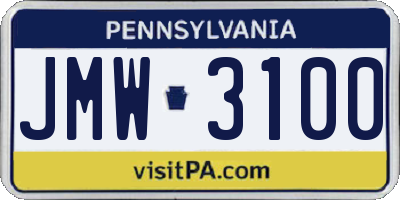 PA license plate JMW3100