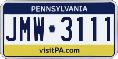 PA license plate JMW3111