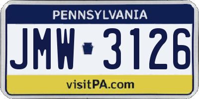 PA license plate JMW3126
