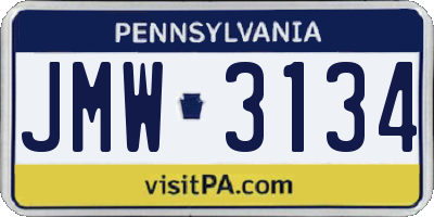 PA license plate JMW3134