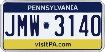 PA license plate JMW3140