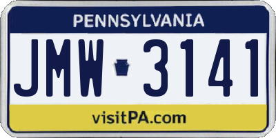 PA license plate JMW3141