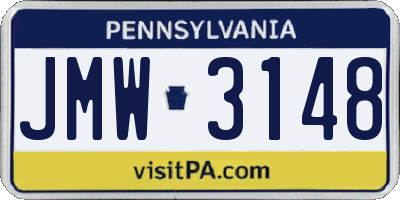 PA license plate JMW3148