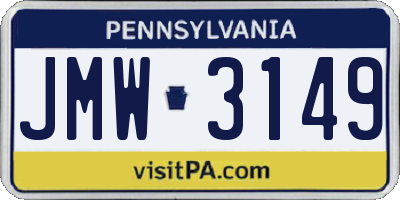 PA license plate JMW3149