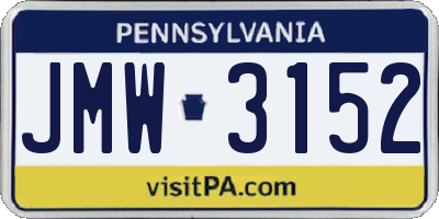 PA license plate JMW3152