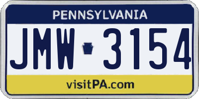 PA license plate JMW3154