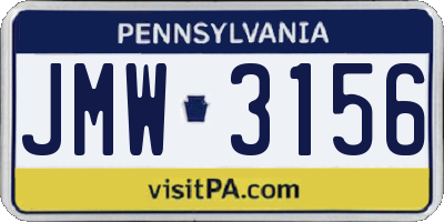 PA license plate JMW3156