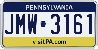 PA license plate JMW3161
