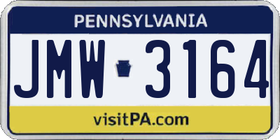 PA license plate JMW3164