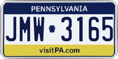 PA license plate JMW3165