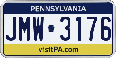 PA license plate JMW3176