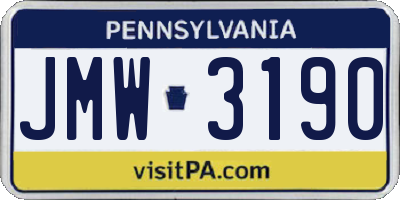 PA license plate JMW3190