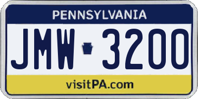 PA license plate JMW3200